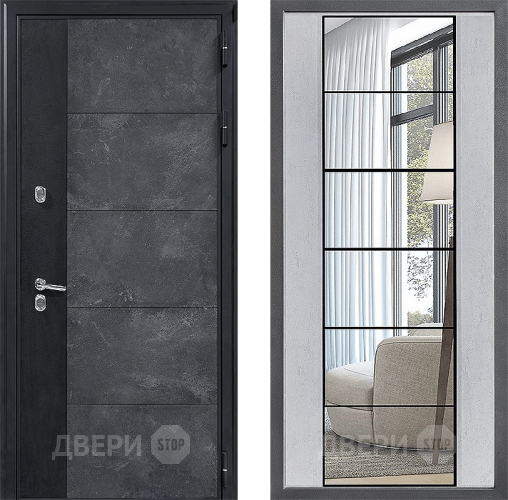 Входная металлическая Дверь Дверной континент ДК-15 Бетон ТЕРМО ФЛЗ-2 Зеркало Бетон светлый в Фрязино