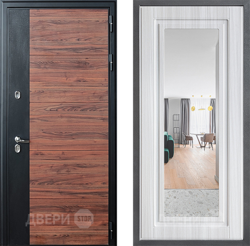 Дверь Дверной континент ДК-15 Красное Дерево ТЕРМО ФЛЗ Зеркало Сандал белый в Фрязино