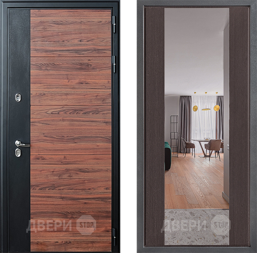Входная металлическая Дверь Дверной континент ДК-15 Красное Дерево ТЕРМО ФЛЗ-1 Зеркало Венге в Фрязино