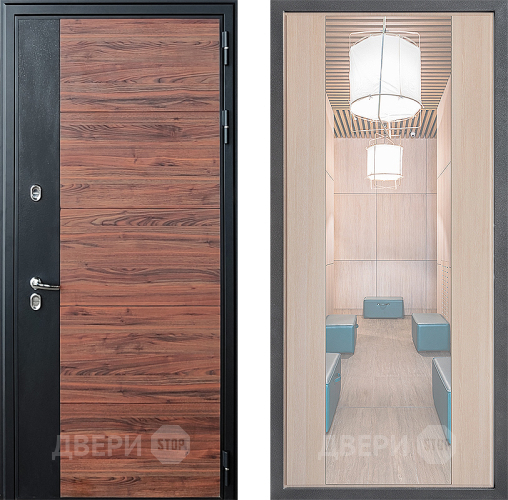 Входная металлическая Дверь Дверной континент ДК-15 Красное Дерево ТЕРМО ФЛЗ-1 Зеркало Капучино в Фрязино