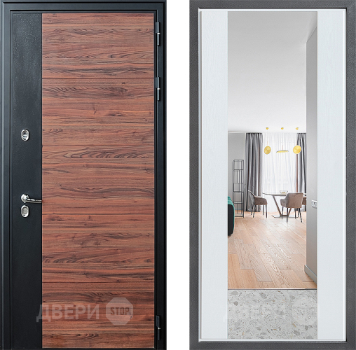 Дверь Дверной континент ДК-15 Красное Дерево ТЕРМО ФЛЗ-1 Зеркало Белое дерево в Фрязино