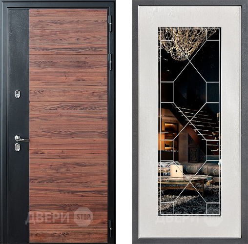 Дверь Дверной континент ДК-15 Красное Дерево ТЕРМО ФЛ-Тиффани Зеркало Белое дерево в Фрязино