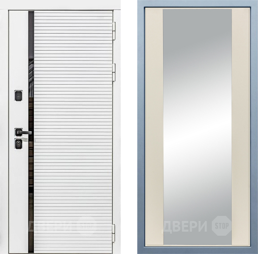 Входная металлическая Дверь Дива МХ-45 Белая STR Д-15 Зеркало Шампань в Фрязино