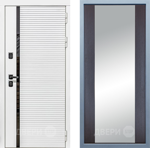 Входная металлическая Дверь Дива МХ-45 Белая STR Д-15 Зеркало Венге в Фрязино