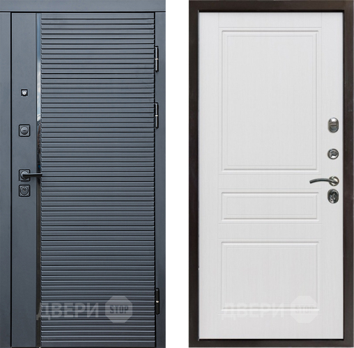 Входная металлическая Дверь Престиж Черная Линия Классика Белое дерево в Фрязино