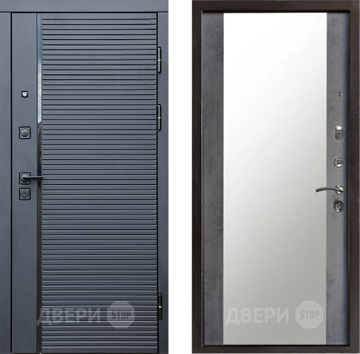 Входная металлическая Дверь Престиж Черная Линия Зеркало Бетон темный в Фрязино