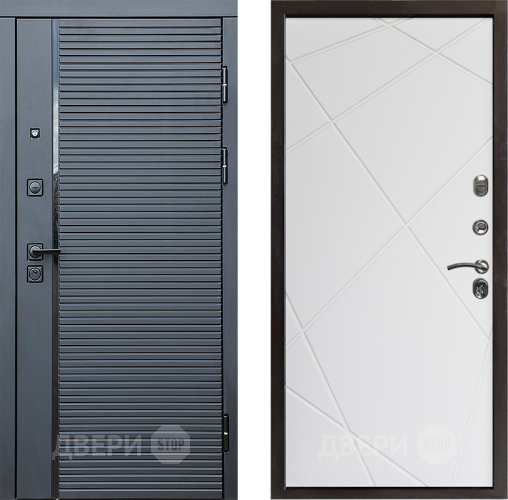 Входная металлическая Дверь Престиж Черная Линия Лучи Бетон белый в Фрязино