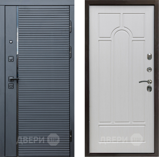 Входная металлическая Дверь Престиж Черная Линия Арка Лиственница белая в Фрязино