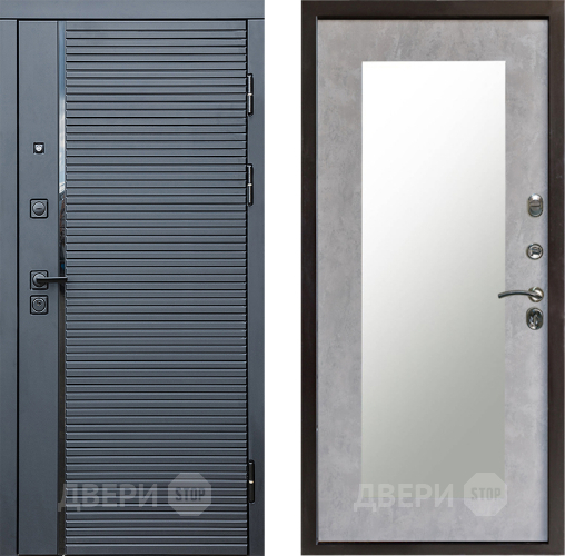 Входная металлическая Дверь Престиж Черная Линия Зеркло Пастораль Бетон светлый в Фрязино