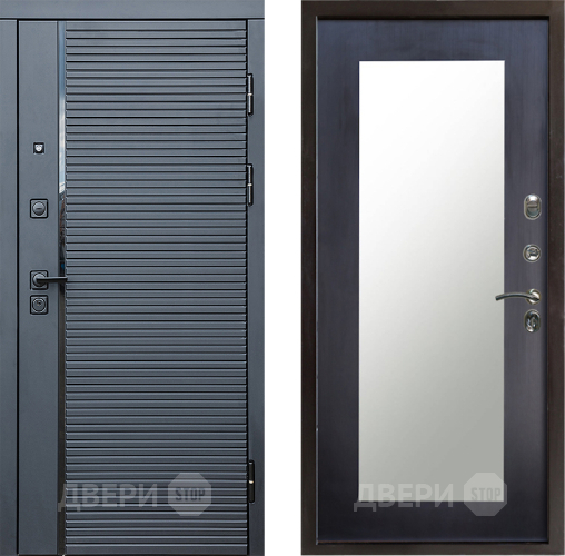 Входная металлическая Дверь Престиж Черная Линия Зеркло Пастораль Венге в Фрязино