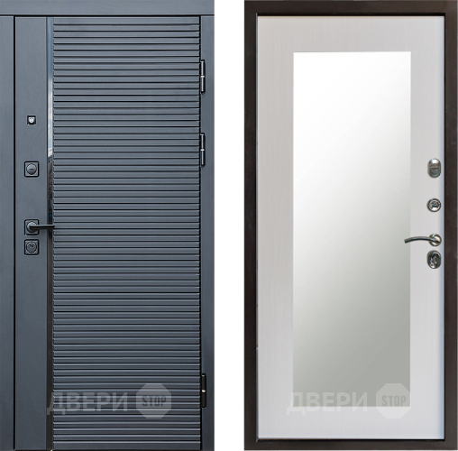 Входная металлическая Дверь Престиж Черная Линия Зеркло Пастораль Лиственница белая в Фрязино