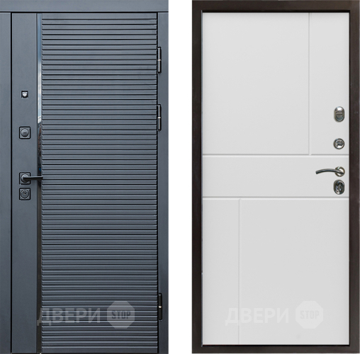 Входная металлическая Дверь Престиж Черная Линия Горизонт Бетон белый в Фрязино