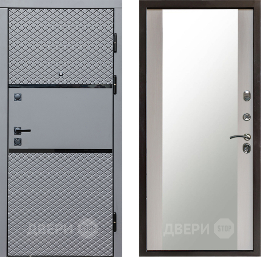 Входная металлическая Дверь Престиж Ромб Зеркало Лиственница белая в Фрязино