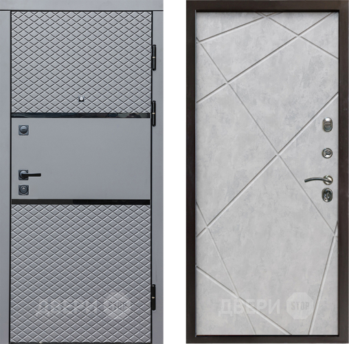 Входная металлическая Дверь Престиж Ромб Лучи Бетон светлый в Фрязино