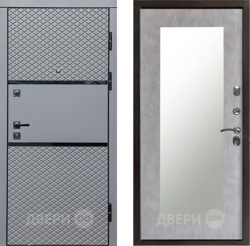 Входная металлическая Дверь Престиж Ромб Зеркло Пастораль Бетон светлый в Фрязино