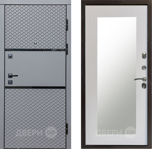 Входная металлическая Дверь Престиж Ромб Зеркло Пастораль Лиственница белая в Фрязино