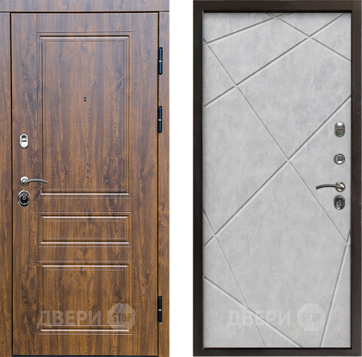 Входная металлическая Дверь Престиж Классика Дуб Лучи Бетон светлый в Фрязино