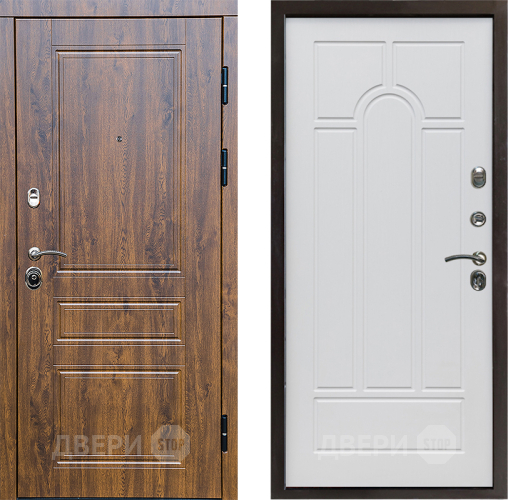 Входная металлическая Дверь Престиж Классика Дуб Арка Белое дерево в Фрязино