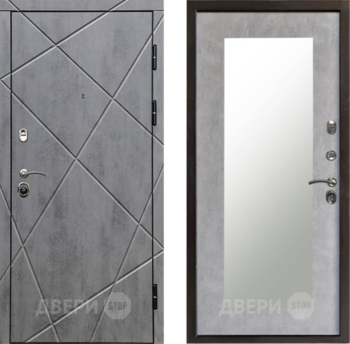 Входная металлическая Дверь Престиж Лучи Зеркло Пастораль Бетон светлый в Фрязино