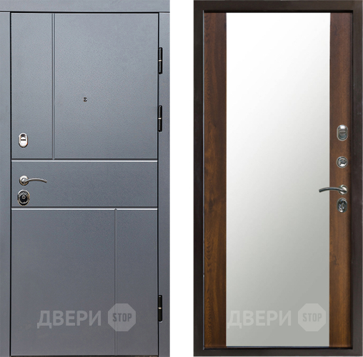 Входная металлическая Дверь Престиж Горизонт Грэй Зеркало Дуб в Фрязино