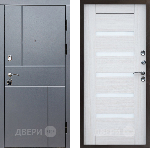 Входная металлическая Дверь Престиж Горизонт Грэй Царга Лиственница белая в Фрязино