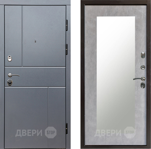 Входная металлическая Дверь Престиж Горизонт Грэй Зеркло Пастораль Бетон светлый в Фрязино