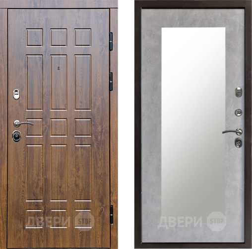 Входная металлическая Дверь Престиж Стандарт Зеркло Пастораль Бетон светлый в Фрязино