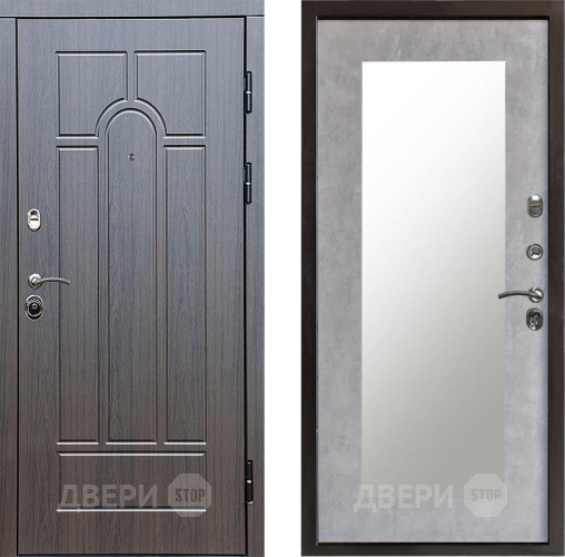 Входная металлическая Дверь Престиж Арка Зеркло Пастораль Бетон светлый в Фрязино