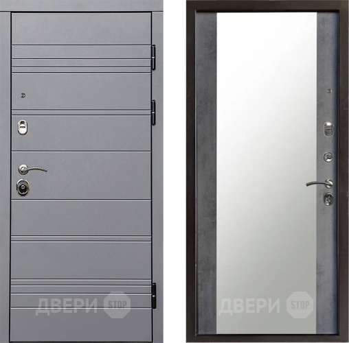 Входная металлическая Дверь Престиж Линия Грэй Зеркало Бетон темный в Фрязино