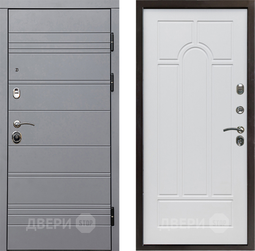 Входная металлическая Дверь Престиж Линия Грэй Арка Белое дерево в Фрязино