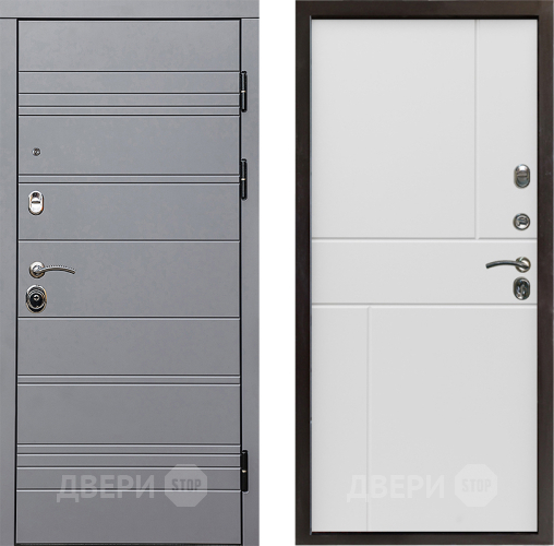 Входная металлическая Дверь Престиж Линия Грэй Горизонт Бетон белый в Фрязино