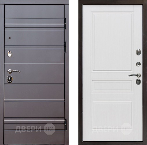 Входная металлическая Дверь Престиж Линия Браун Классика Белое дерево в Фрязино