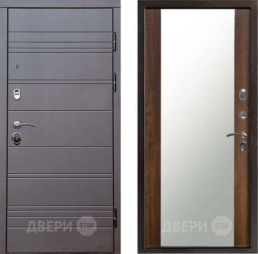 Входная металлическая Дверь Престиж Линия Браун Зеркало Дуб в Фрязино