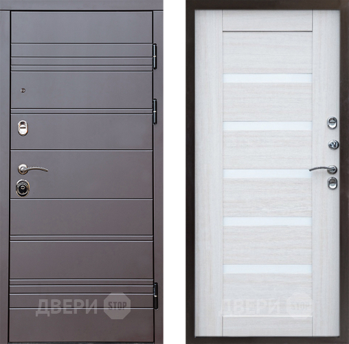 Входная металлическая Дверь Престиж Линия Браун Царга Лиственница белая в Фрязино