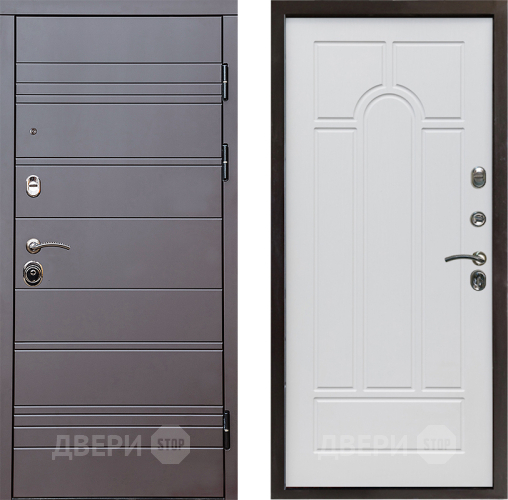 Входная металлическая Дверь Престиж Линия Браун Арка Белое дерево в Фрязино