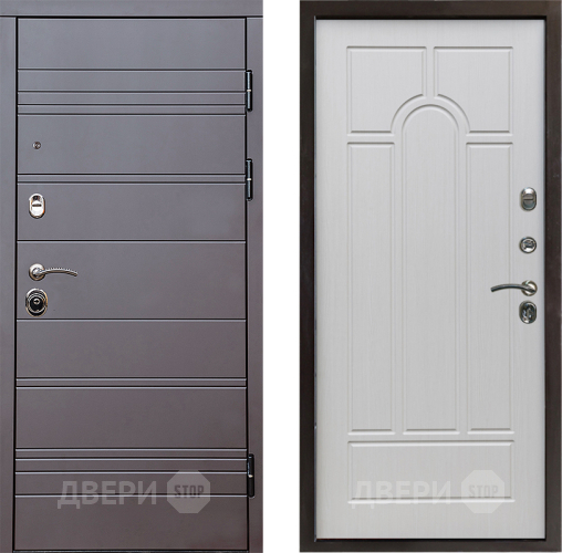 Входная металлическая Дверь Престиж Линия Браун Арка Лиственница белая в Фрязино