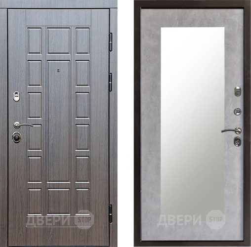 Входная металлическая Дверь Престиж Престиж Зеркло Пастораль Бетон светлый в Фрязино