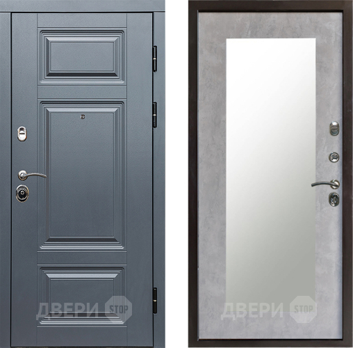 Входная металлическая Дверь Престиж Премиум Зеркло Пастораль Бетон светлый в Фрязино