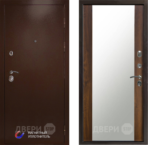 Входная металлическая Дверь Престиж Медь Зеркало Дуб в Фрязино