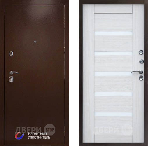 Входная металлическая Дверь Престиж Медь Царга Лиственница белая в Фрязино