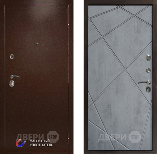 Входная металлическая Дверь Престиж Медь Лучи Бетон темный в Фрязино