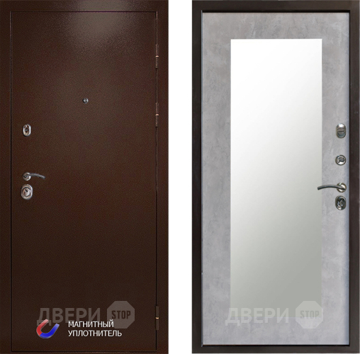 Входная металлическая Дверь Престиж Медь Зеркло Пастораль Бетон светлый в Фрязино