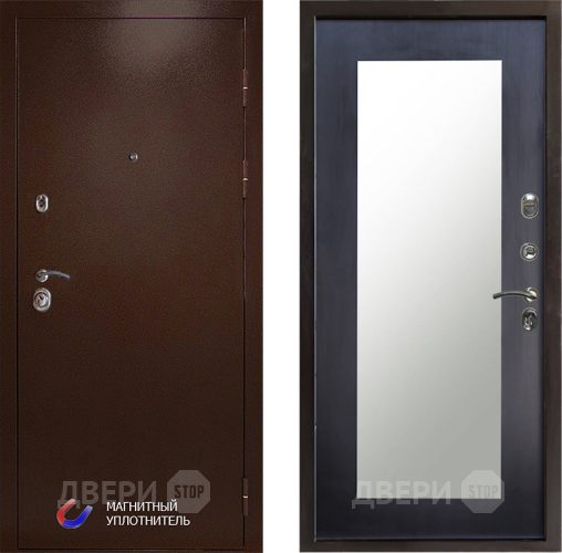 Входная металлическая Дверь Престиж Медь Зеркло Пастораль Венге в Фрязино