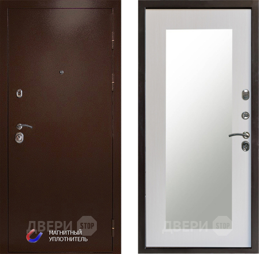 Входная металлическая Дверь Престиж Медь Зеркло Пастораль Лиственница белая в Фрязино