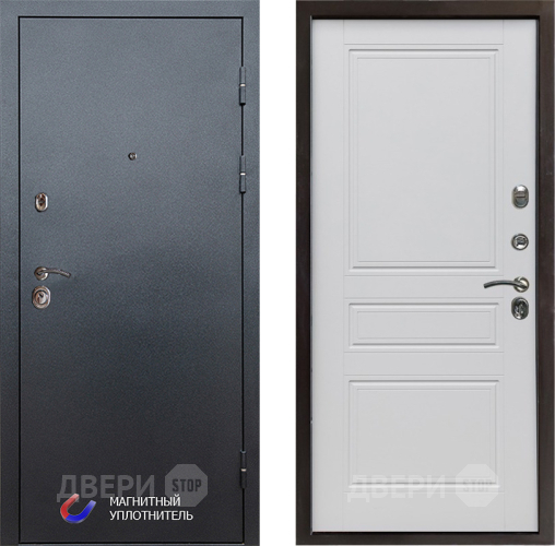 Входная металлическая Дверь Престиж Графит Классика Белый матовый в Фрязино