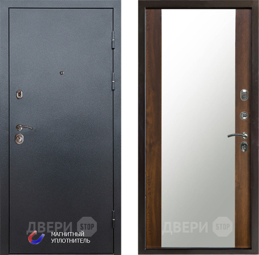 Входная металлическая Дверь Престиж Графит Зеркало Дуб в Фрязино