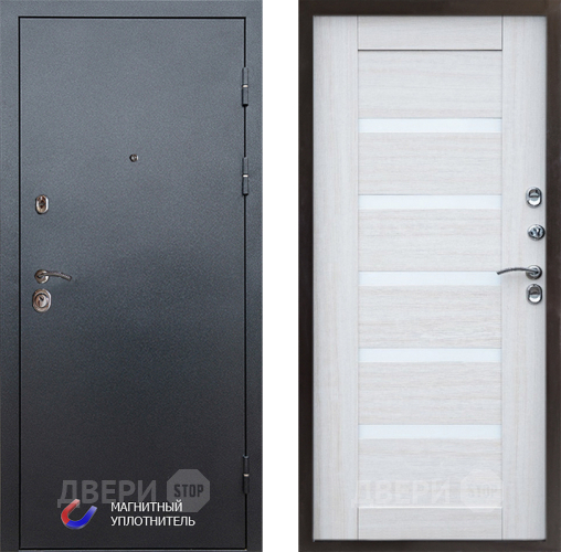 Входная металлическая Дверь Престиж Графит Царга Лиственница белая в Фрязино