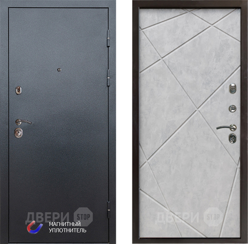 Входная металлическая Дверь Престиж Графит Лучи Бетон светлый в Фрязино