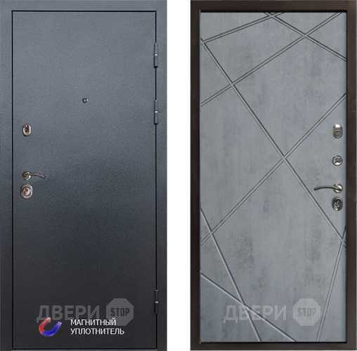 Входная металлическая Дверь Престиж Графит Лучи Бетон темный в Фрязино