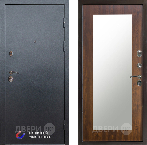 Входная металлическая Дверь Престиж Графит Зеркло Пастораль Дуб в Фрязино